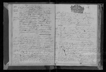 99 vues  - Registre paroissial. Baptêmes, mariages, sépultures (1713-février 1723) (ouvre la visionneuse)