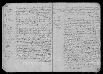 19 vues  - Registre paroissial. Sépulture (août 1726) ; baptêmes, mariages, sépultures (mars 1727-août 1730) (ouvre la visionneuse)