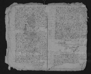 23 vues  - Registre paroissial. Baptêmes (1645-novembre 1650) ; mariages (juin 1648-août 1649) (ouvre la visionneuse)