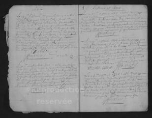 42 vues  - Registre paroissial. Baptêmes (août 1676-octobre 1678) ; mariage (février 1677) (ouvre la visionneuse)