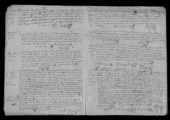 7 vues  - Registre paroissial. Baptêmes, sépultures (mars-août 1697) ; baptêmes, mariages, sépultures (1698) (ouvre la visionneuse)