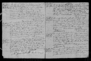 9 vues  - Registre paroissial. Baptêmes, mariages, sépultures (février-décembre 1745) (ouvre la visionneuse)