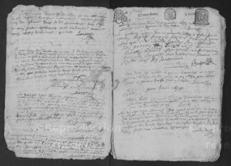 15 vues  - Registre paroissial. Baptêmes, mariages, sépultures (1681-juillet 1686) (ouvre la visionneuse)