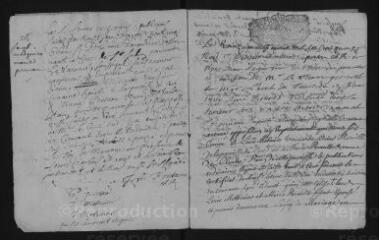 11 vues  - Registre paroissial. Baptêmes, mariages, sépultures (1715) ; baptême (janvier 1716) (ouvre la visionneuse)