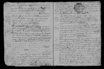 16 vues  - Registre paroissial. Baptêmes, mariages, sépultures (mars 1730-février 1731) (ouvre la visionneuse)