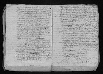 15 vues  - Registre paroissial. Baptêmes, mariages, sépultures (février-décembre 1738) - Baptêmes, sépultures (janvier 1739) (ouvre la visionneuse)