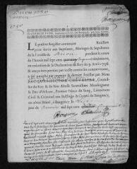 3 vues  - Registre paroissial. Baptêmes, mariages, sépultures (1750) - Baptême (janvier 1751) (ouvre la visionneuse)