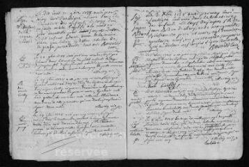 9 vues  - Registre paroissial. Baptêmes, mariages, sépultures (octobre-décembre 1738) - Sépulture (janvier 1739) (ouvre la visionneuse)
