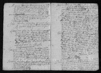 8 vues  - Registre paroissial. Baptêmes, mariages, sépultures (février 1694-janvier 1695) (ouvre la visionneuse)