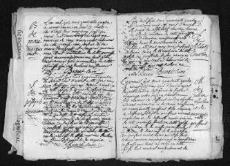 13 vues Registre paroissial. Baptêmes, mariages, sépultures (1744) - Baptêmes, sépultures (janvier 1745)