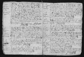 7 vues  - Registre paroissial. Sépulture (décembre 1738) - Baptêmes, mariages, sépultures (janvier-novembre 1739) (ouvre la visionneuse)