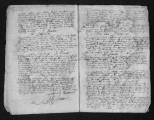 7 vues  - Registre paroissial. Baptêmes, mariages, sépultures (1696) - Baptêmes, sépultures (janvier 1697) (ouvre la visionneuse)