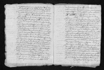 28 vues Registre paroissial. Baptêmes, mariages, sépultures (1775) - Baptêmes, sépultures (janvier-février 1776)