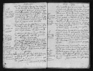 19 vues  - Registre paroissial. Baptêmes, mariages, sépultures (avril 1692-février 1693) (ouvre la visionneuse)