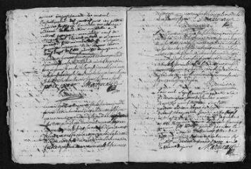 26 vues  - Registre paroissial. Baptêmes, mariages, sépultures (1756) - Mariages, sépultures (janvier 1757) (ouvre la visionneuse)
