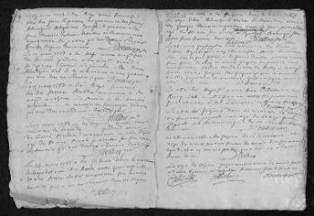 22 vues  - Registre paroissial. Baptêmes, mariages, sépultures (1743-juillet 1745) (ouvre la visionneuse)
