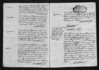 11 vues  - Registre paroissial. Baptêmes, mariages, sépultures (1710-octobre 1711) (ouvre la visionneuse)