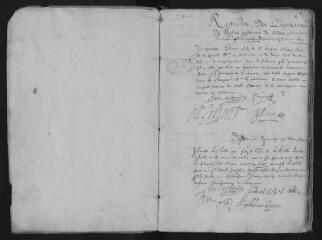 190 vues  - Registre protestant. Baptêmes (février 1641-février 1665), mariages (juin 1641-février 1665) (ouvre la visionneuse)