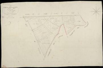 1 vue  - Ville-aux-Clercs (La) : plans du cadastre napoléonien. Section D2 dite de la hutte (ouvre la visionneuse)