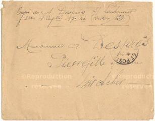 2 vues Brouillon d'une lettre dont l'expéditeur n'est pas identifié écrit au dos d'une enveloppe