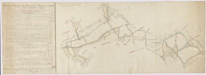 1 vue [Onzain, Coulanges] : plan général des bois des domaines des Porteaux et de Lorigny, provenant de l'Abbaye de la Guiche, 1826. Provenance : versement du tribunal de Blois.