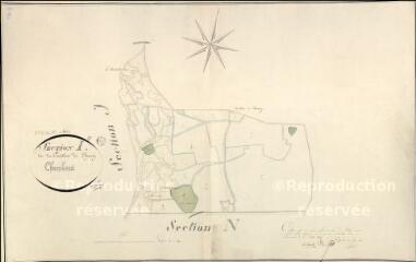 1 vue Chambord : plans du cadastre napoléonien. Section I dite du pavillon de thoury