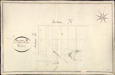 1 vue Chambord : plans du cadastre napoléonien. Section M dite du pavillon de montfrau