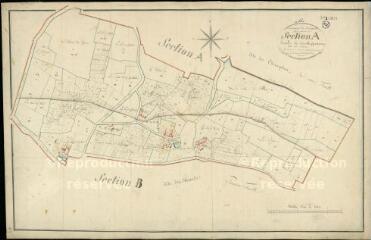 1 vue Chapelle-Montmartin (La) : plans du cadastre napoléonien. Section A dite du Coteau, développement