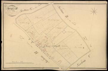 1 vue Chapelle-vendômoise (La) : plans du cadastre napoléonien. Section H1 dite du bourg