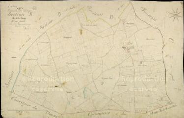 1 vue Choussy : plans du cadastre napoléonien. Section D dite de la grange