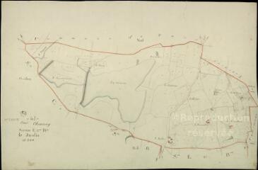 1 vue Cour-Cheverny : plans du cadastre napoléonien. Section E1 dite du jardin