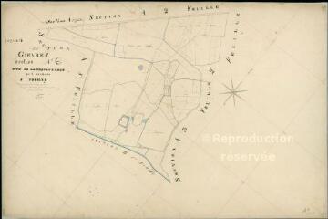 1 vue Gièvres : plans du cadastre napoléonien. Section A4 dite de la Prévautière