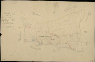 1 vue Huisseau-en-Beauce : plans du cadastre napoléonien. Section B2 dite du bourg