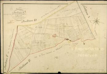 1 vue Huisseau-sur-Cosson : plans du cadastre napoléonien. Section E2 dite du Petit Saumerie et de Villeneuve