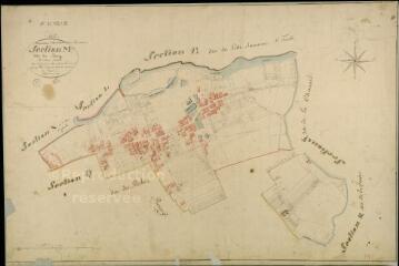 1 vue Huisseau-sur-Cosson : plans du cadastre napoléonien. Section M dite du bourg