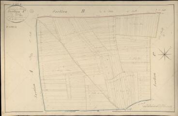 1 vue Josnes : plans du cadastre napoléonien. Section C1 dite du bourg