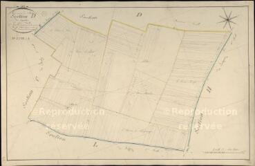 1 vue Josnes : plans du cadastre napoléonien. Section D1 dite du moulin