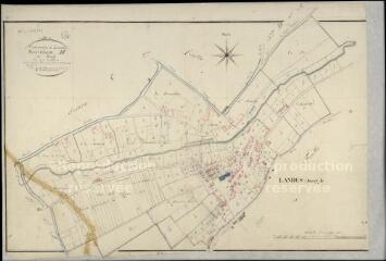 1 vue Landes-le-Gaulois : plans du cadastre napoléonien. Section H1 dite du bourg