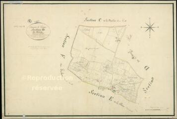 1 vue Langon : plans du cadastre napoléonien. Section D2 dite du Bourg