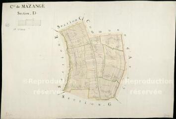 1 vue Mazangé : plans du cadastre napoléonien. Section D