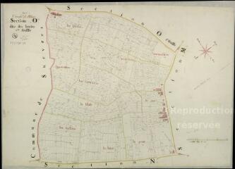 1 vue Mer : plans du cadastre napoléonien. Section O2 dite des landes