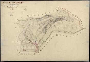 1 vue Molineuf : plans du cadastre napoléonien. Section D1