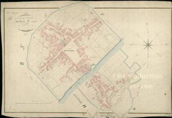 1 vue Montoire-sur-Loir : plans du cadastre napoléonien. Section A dite de la ville