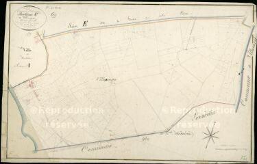1 vue Montoire-sur-Loir : plans du cadastre napoléonien. Section F dite de villeneuve