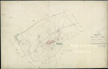 1 vue Montrieux : plans du cadastre napoléonien. Section E dite du bourg