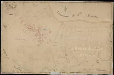 1 vue Orchaise : plans du cadastre napoléonien. Section B2 dite du bourg