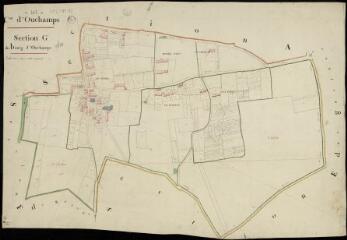 1 vue Ouchamps : plans du cadastre napoléonien. Section G dite du bourg d'ouchamps.