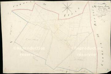 1 vue Pezou : plans du cadastre napoléonien. Section A5 dite du bourg