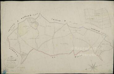 1 vue Pezou : plans du cadastre napoléonien. Section D5 dite de chicheray