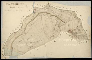 1 vue Saint-Bohaire : plans du cadastre napoléonien. Section A 1 et 2